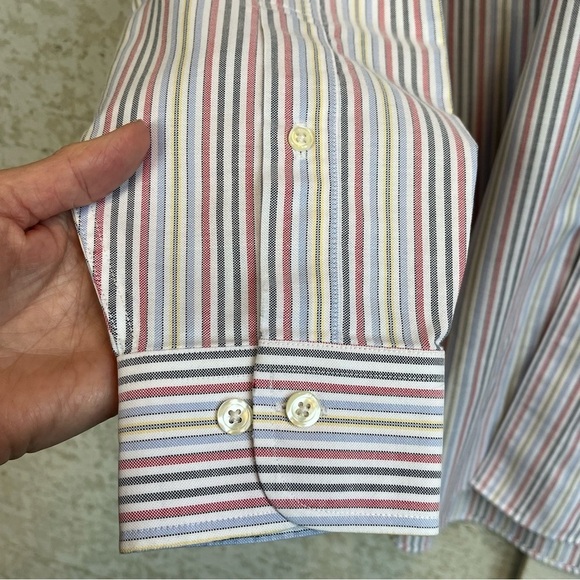 Brooks Brothers 346 Classic Striped Men's Dress Shirt Size Medium Button Up - Picture 6 of 16